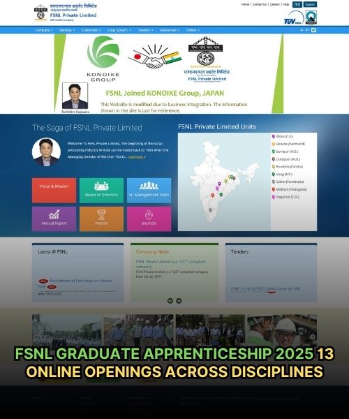 FSNL Graduate Apprenticeship 2025: 13 Online Openings Across Disciplines
