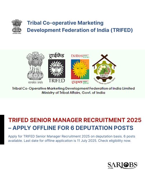 TRIFED Senior Manager Recruitment 2025 – Apply Offline for 6 Deputation Posts