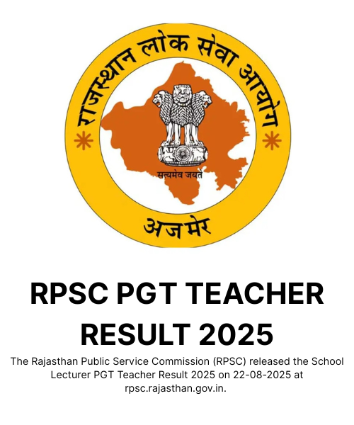 RPSC PGT Teacher Result 2025 Declared
