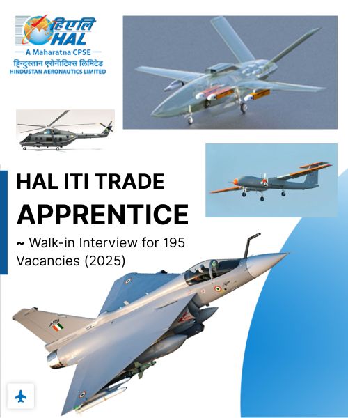 HAL ITI Trade Apprentice Jobs – Walk-in Interview for 195 Vacancies (2025)