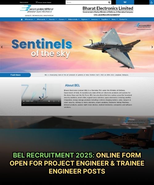 BEL Recruitment 2025: Online Form Open for Project Engineer & Trainee Engineer Posts