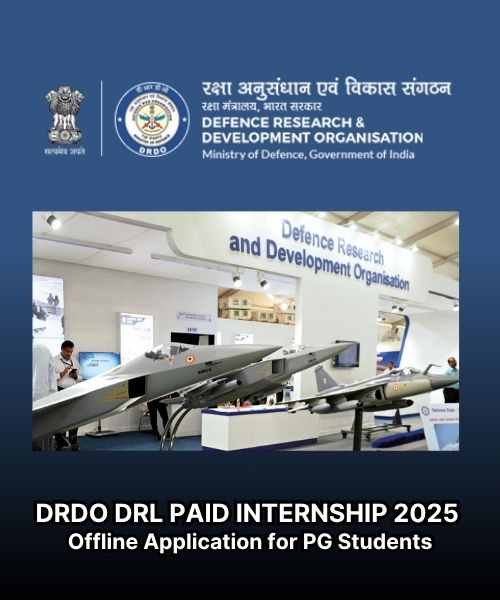 DRDO DRL Paid Internship 2025 – Offline Application for PG Students