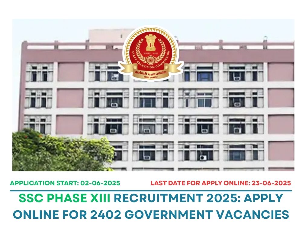 SSC Phase XIII Recruitment 2025: Apply Online for 2402 Government Vacancies