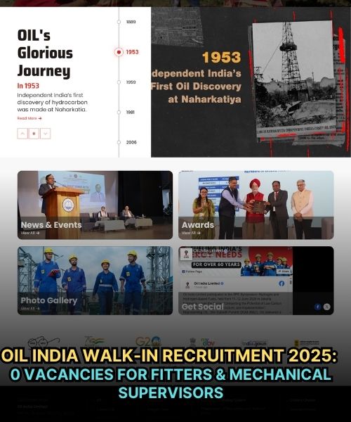 Oil India Walk-In Recruitment 2025: 10 Vacancies for Fitters & Mechanical Supervisors