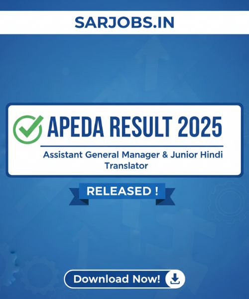 APEDA Assistant General Manager and Junior Hindi Translator Result 2025 Released