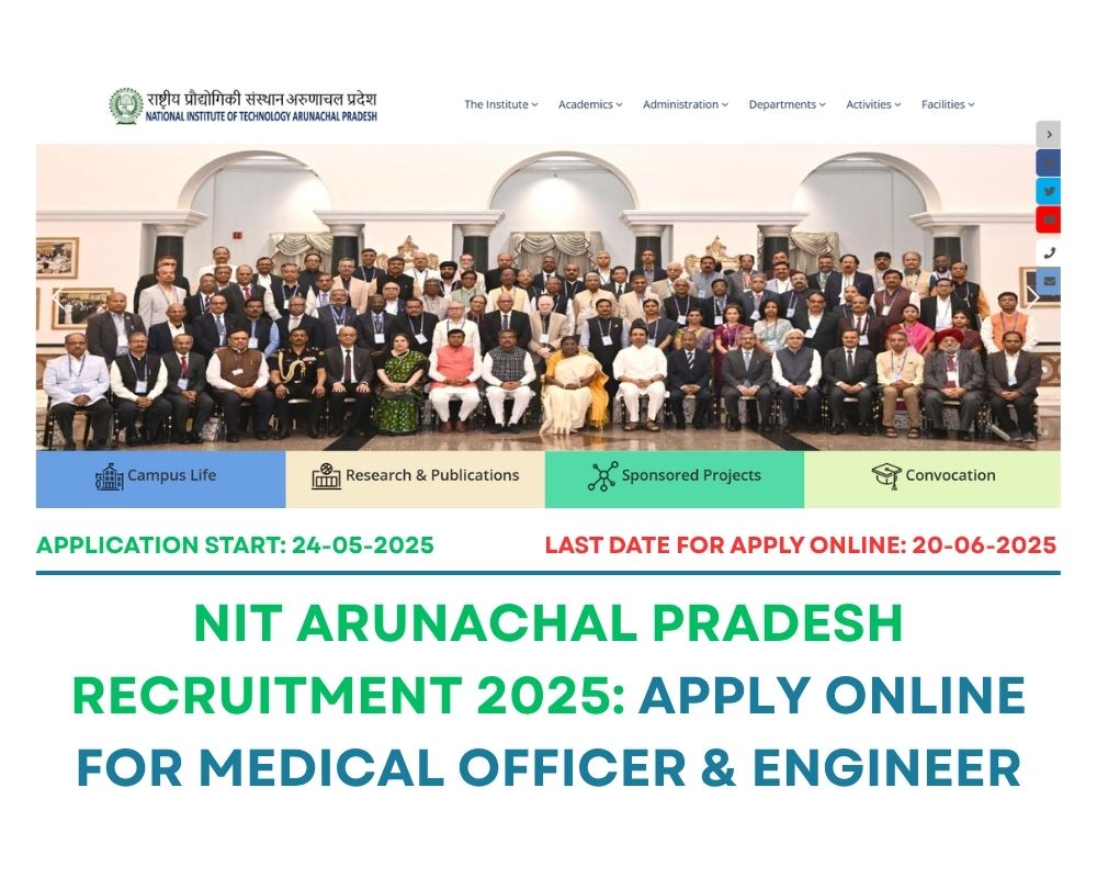 NIT Arunachal Pradesh Recruitment 2025: Apply Online for Medical Officer & Engineer Posts by 20 June
