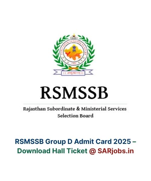 RSMSSB Group D Admit Card 2025 – Download Hall Ticket